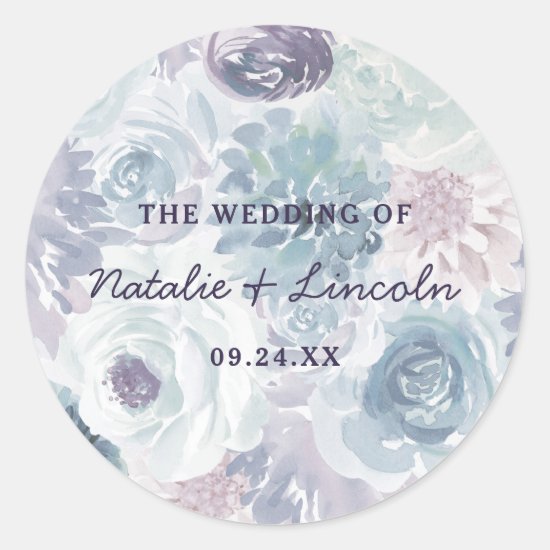 Annabelle Vintage Floral Monogram Rustic Wedding Classic Round Sticker