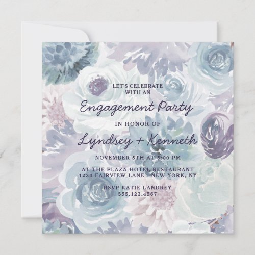 Annabelle Vintage Floral Square Engagement Party Invitation