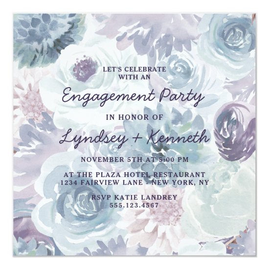 Annabelle Vintage Floral Square Engagement Party Invitation