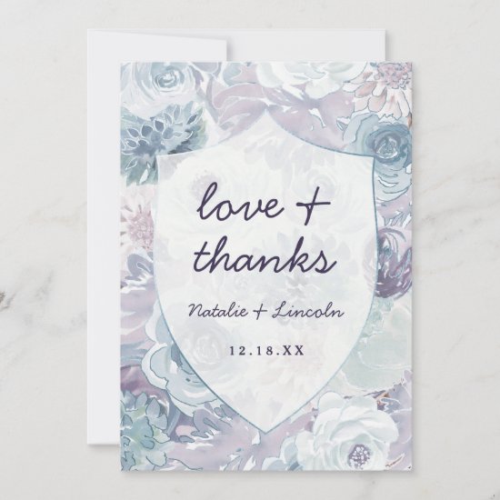 Annabelle Vintage Floral Wedding Love and Thanks Thank You Card