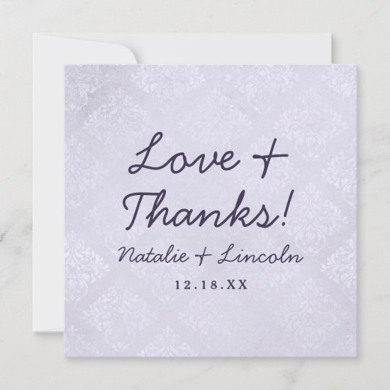 Annabelle Vintage Lavender Love and Thanks Square Thank You Card