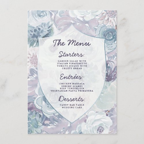 Annabelle Vintage Watercolor Floral Crest Dinner Menu