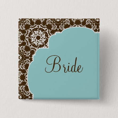 AnnaLiese Damask _ Blue Bridal Party Button