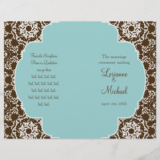 AnnaLiese Damask - Formal Wedding Program (Front)