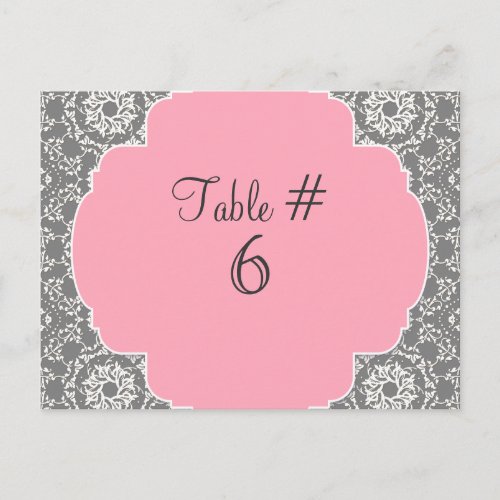 AnnaLiese Damask _ Pink and Grey Table Numbers