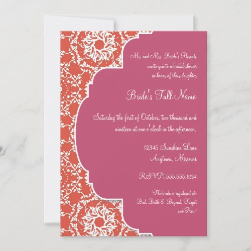 AnnaLiese Damask _ Tangerine n Watermelon Invite