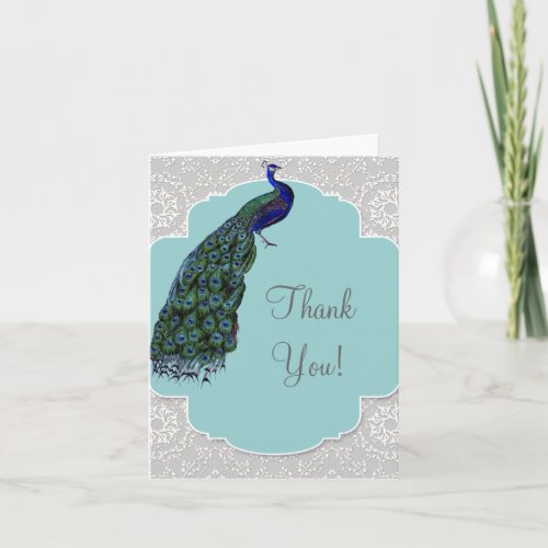 AnnaLiese Peacock Damask _ Blue Thank You Notes