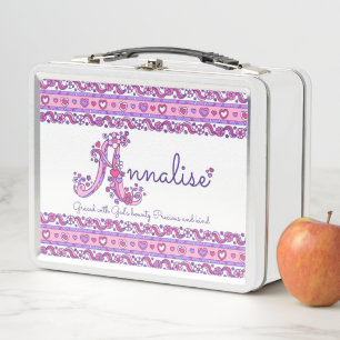 Annalise girls name meaning monogram lunch box