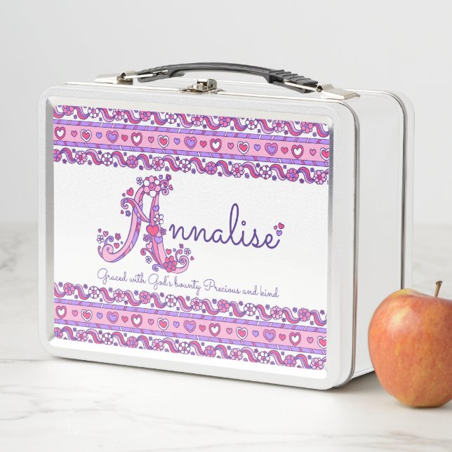 Annalise girls name meaning monogram lunch box (In Situ)