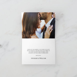 Annalise Simple Black Photo Wedding Thank You Card