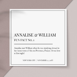 Annalise Simple Black White Fun Fact 1 Wedding Napkins