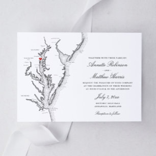 Annapolis Chesapeake Bay Black and White Wedding Invitation