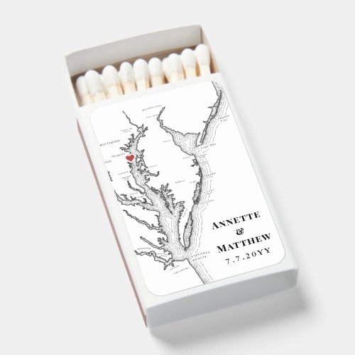 Annapolis Chesapeake Bay Black and White Wedding Matchboxes