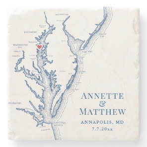 Annapolis Chesapeake Bay Destination Wedding Favor Stone Coaster