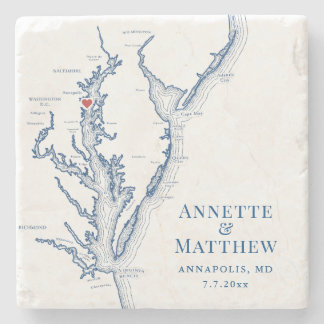 Annapolis Chesapeake Bay Destination Wedding Favor Stone Coaster