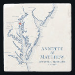 Annapolis Chesapeake Bay Destination Wedding Favor Stone Coaster<br><div class="desc">These elegant Chesapeake Bay map stone coasters are the perfect gift for newlyweds who love Annapolis, or as gifts for your wedding party or Maryland destination wedding favors for your guests. This coaster has a heart over Annapolis, MD venues like Annapolis Waterfront Hotel, Kent Island Resort, Paca House & Garden,...</div>