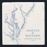 Annapolis Chesapeake Bay Destination Wedding Favor Stone Coaster<br><div class="desc">These elegant Chesapeake Bay map stone coasters are the perfect gift for newlyweds who love Annapolis, or as gifts for your wedding party or Maryland destination wedding favors for your guests. This coaster has a heart over Annapolis, MD venues like Annapolis Waterfront Hotel, Kent Island Resort, Paca House & Garden,...</div>