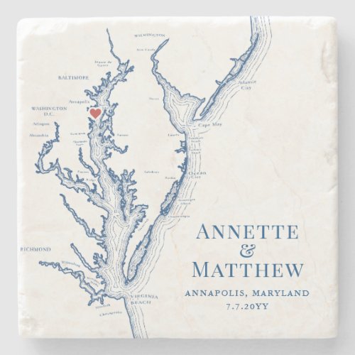 Annapolis Chesapeake Bay Destination Wedding Favor Stone Coaster