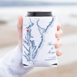 Annapolis Chesapeake Bay Map Wedding Favor Drink Can Cooler