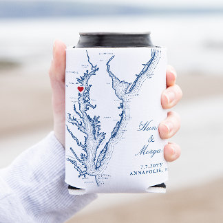 Annapolis Chesapeake Bay Map Wedding Favor Drink Can Cooler