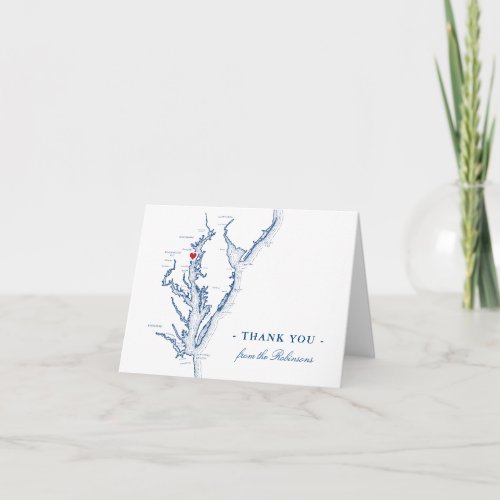 Annapolis Chesapeake Bay Map Wedding Personalized Thank You Card