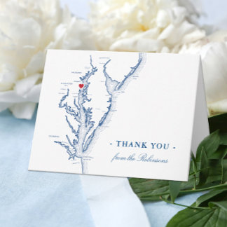 Annapolis Chesapeake Bay Map Wedding Personalized Thank You Card