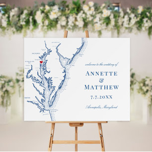 Annapolis Chesapeake Bay Map Wedding Welcome Sign