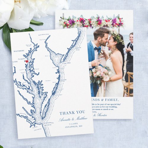 Annapolis Chesapeake Bay Maryland Wedding Flat Thank You Card