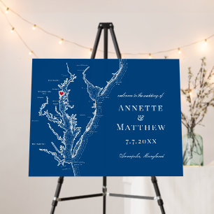 Annapolis Chesapeake Bay Navy Wedding Welcome Sign