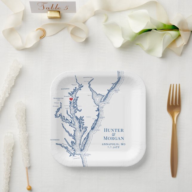 Annapolis Chesapeake Bay Wedding Engagement Party Paper Plates (Wedding)