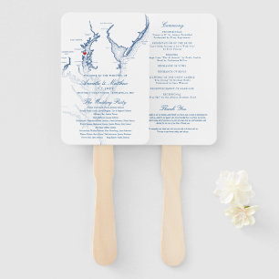 Annapolis Chesapeake Bay Wedding Program Elegant Hand Fan