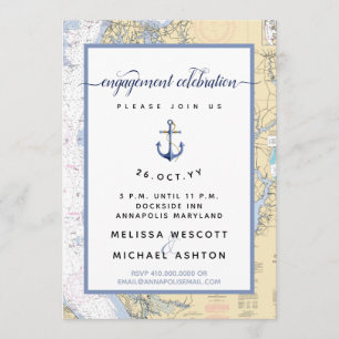 Annapolis Dusty Blue #Nautical #Engagement Party Invitation