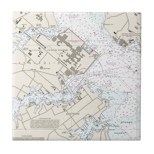 Annapolis Harbor Chart Ceramic Tile