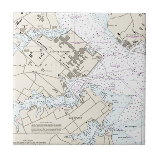 Annapolis Harbor Chart Ceramic Tile