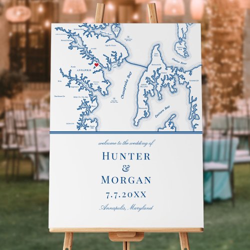 Annapolis Kent Island MD Map Wedding Welcome Sign