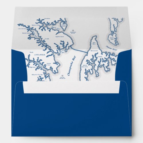 Annapolis Kent Island Wedding Map Navy Blue Envelope