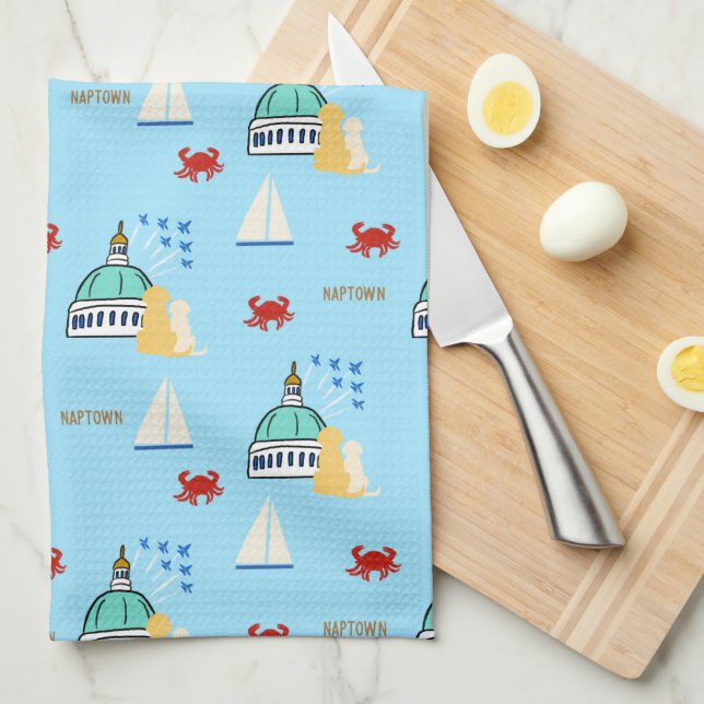 Annapolis Land, Sea Air Dish Towel (Quarter Fold)