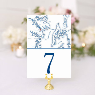 Annapolis Map Elegant Navy Wedding Table Number