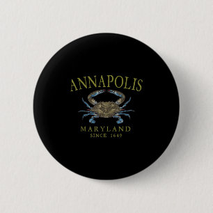 Annapolis Maryland Blue Crab Since 1649 Arched Oli Button