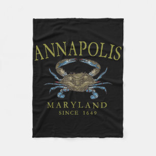 Annapolis Maryland Blue Crab Since 1649 Arched Oli Fleece Blanket