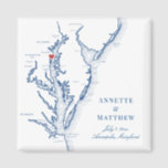 Annapolis Maryland Chesapeake Bay Map Wedding  Magnet<br><div class="desc">Quick and Easy ordering! These Annapolis Maryland map magnets make great Maryland wedding favors to include in your Annapolis destination wedding welcome bags. Move the heart by clicking "Edit Using design tool" under "Personalize". Featuring a map of Chesapeake Bay this elegant Annapolis design is perfect for any of the amazing...</div>