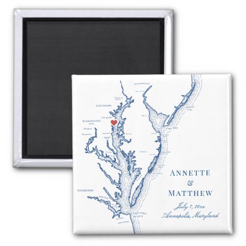 Annapolis Maryland Chesapeake Bay Map Wedding  Magnet