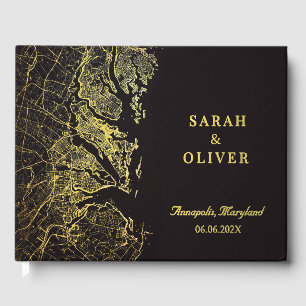 Annapolis Maryland Chesapeake Bay Wedding Welcome Foil Guest Book