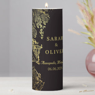 Annapolis Maryland Chesapeake Bay Wedding Welcome Pillar Candle