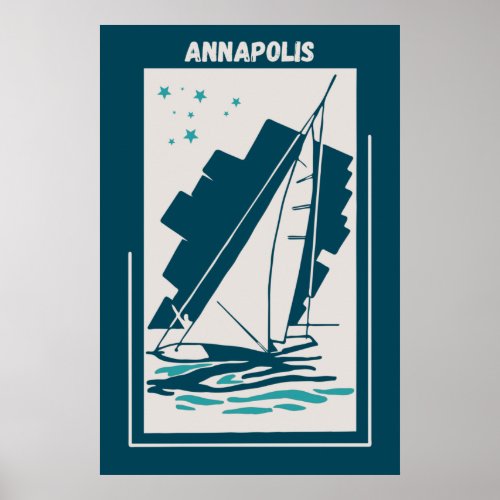 Annapolis Maryland Chesapeake _ Vintage Sailing Poster