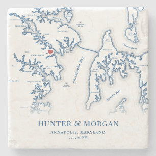 Annapolis Maryland Destination Wedding Favor Stone Coaster