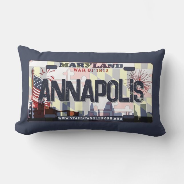 Annapolis Maryland flag license plate pillow (Front)