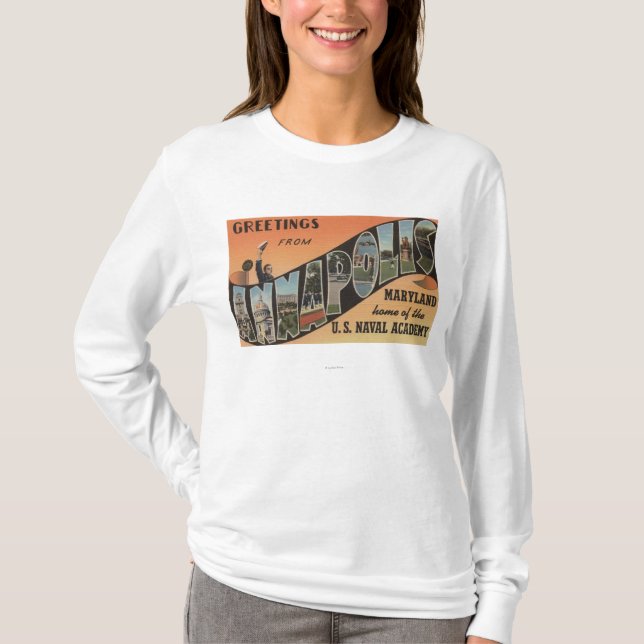 Annapolis, Maryland - Large Letter Scenes T-Shirt (Front)