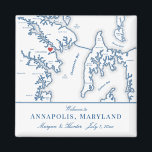 Annapolis Maryland Map Destination Wedding Favor Magnet<br><div class="desc">Quick and Easy ordering! These Annapolis MD map magnets make great Virginia wedding favors to include in your Maryland destination wedding welcome bags. Move the heart by clicking "Edit Using design tool" under "Personalize". Featuring a map of Annapolis and Kent Island artwork by Coastal Map Designs Labeled areas on this...</div>