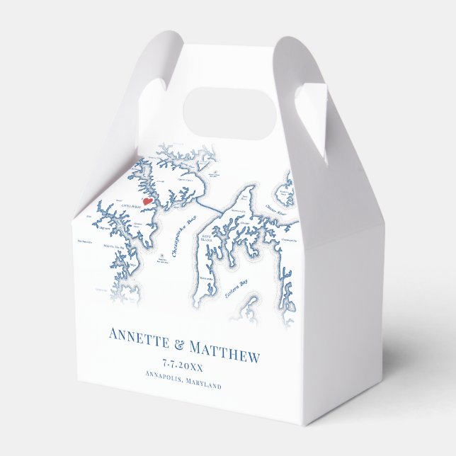 Annapolis Maryland Map Elegant Wedding  Favor Boxes (Front Side)